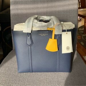 New 56249 Tory Burch Perry Small Triple Compartment Tote Shoulder Bag Brilliant